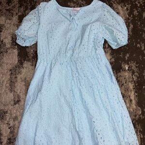 Elegant Light Blue Eyelet Dress